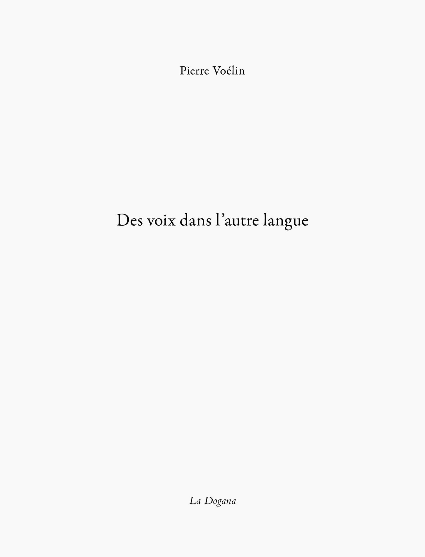 Des voix dans l'autre langue